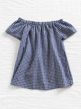 Velvet Heart Blue White Gingham Off Shoulder Top Women’s Small Cotton